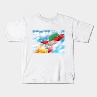 a chameleon flying on a rocket Kids T-Shirt